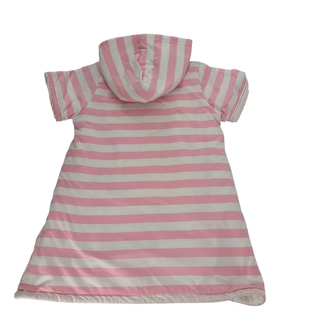 Southern Smocks Classic Kids Size 5 Pink White Stripe Terry Hooded Robe Cover Up